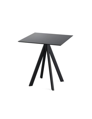 Infinity table de bistrot avec piètement noir + plateau HPL noir 70x70 cm