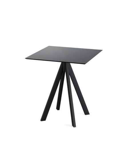 Infinity table de bistrot avec piètement noir + plateau HPL noir 70x70 cm