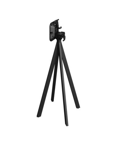 Infinity mange-debout avec piètement noir + plateau HPL Moonstone Ø70 cm