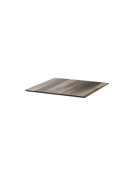 Infinity mange-debout avec piètement sable + plateau HPL Tropical Wood 70x70 cm