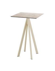 Infinity mange-debout avec piètement sable + plateau HPL Moonstone 70x70 cm