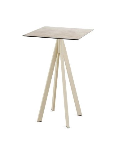 Infinity mange-debout avec piètement sable + plateau HPL Moonstone 70x70 cm
