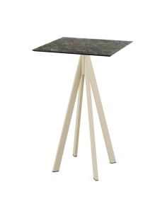 Infinity mange-debout avec piètement sable + plateau HPL Galaxy Marble 70x70 cm