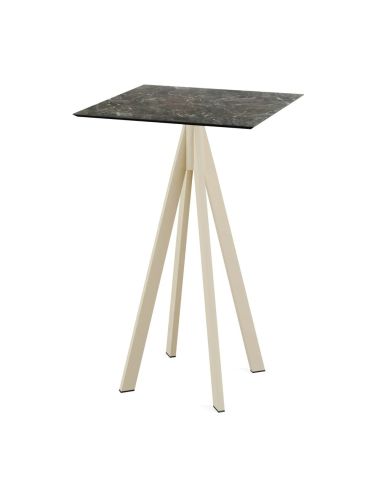Infinity mange-debout avec piètement sable + plateau HPL Galaxy Marble 70x70 cm