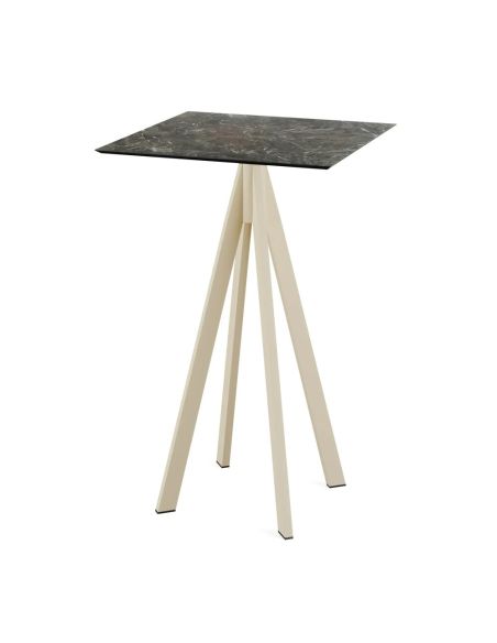 Infinity mange-debout avec piètement sable + plateau HPL Galaxy Marble 70x70 cm