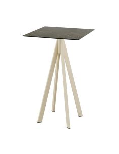 Infinity mange-debout avec piètement sable + plateau HPL Midnight Marble 70x70 cm