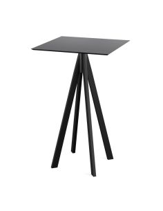 Infinity mange-debout avec piètement noir + plateau HPL noir 70x70 cm
