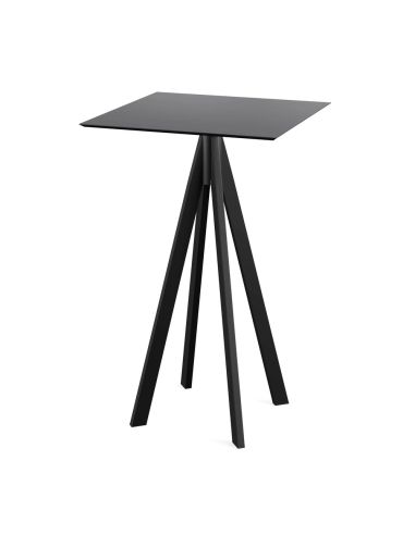 Infinity mange-debout avec piètement noir + plateau HPL noir 70x70 cm