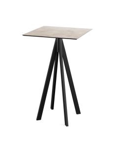 Infinity mange-debout avec piètement noir + plateau HPL Moonstone 70x70 cm