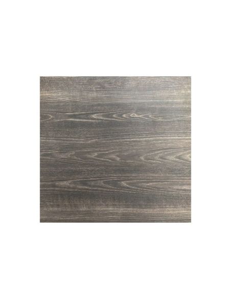 Infinity mange-debout avec piètement noir + plateau HPL Riverwashed Wood 70x70 cm