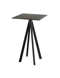 Infinity mange-debout avec piètement noir + plateau HPL Galaxy Marble 70x70 cm