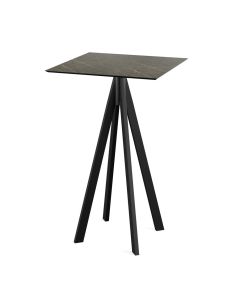 Infinity mange-debout avec piètement noir + plateau HPL Midnight Marble 70x70 cm