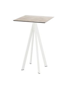 Infinity mange-debout avec piètement blanc + plateau HPL Moonstone 70x70 cm
