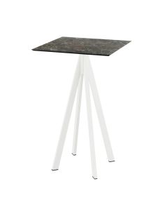 Infinity mange-debout avec piètement blanc + plateau HPL Galaxy Marble 70x70 cm