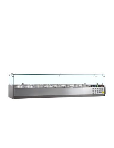 Vitrine à ingrédients réfrigérée avec pare-haleine - 8 x GN1/4 | Tefcold - GVC33-180
