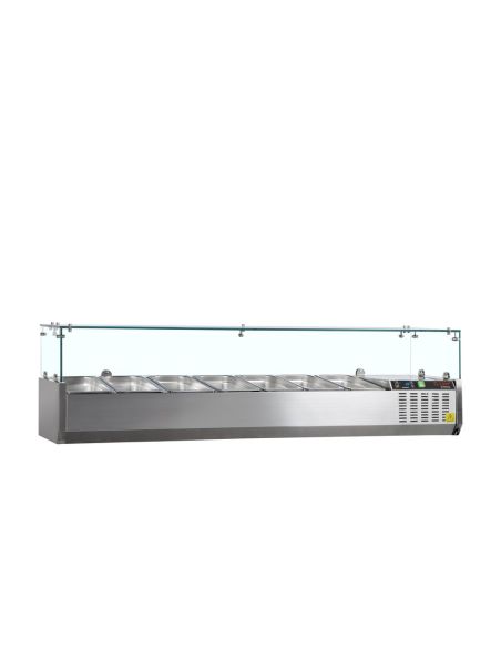 Vitrine à ingrédients réfrigérée avec pare-haleine - 7 x GN1/4 | Tefcold - GVC33-150