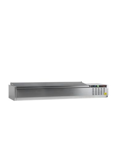 Vitrine à ingrédients réfrigérée avec capot - 5 x GN1/4 | Tefcold - GVC33-120 S/S