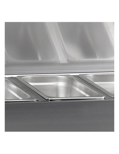 Vitrine à ingrédients réfrigérée avec capot - 7 x GN1/4 | Tefcold - GVC33-150 S/S