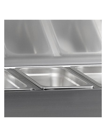 Vitrine à ingrédients réfrigérée avec capot - 7 x GN1/4 | Tefcold - GVC33-150 S/S