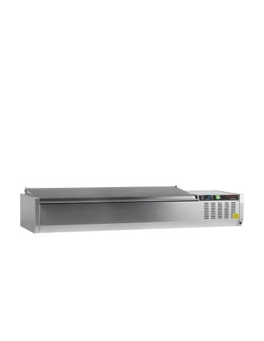 Vitrine à ingrédients réfrigérée avec capot - 7 x GN1/4 | Tefcold - GVC33-150 S/S
