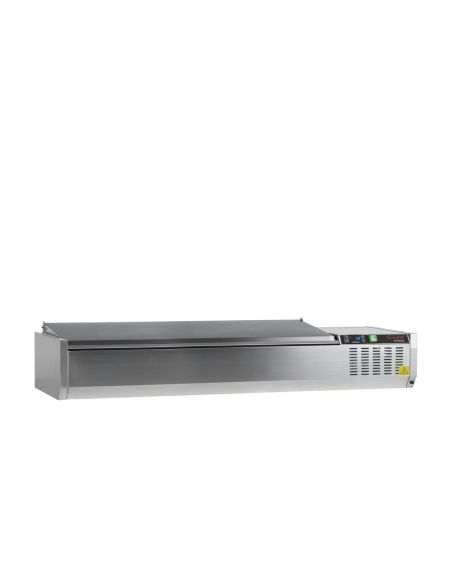 Vitrine à ingrédients réfrigérée avec capot - 7 x GN1/4 | Tefcold - GVC33-160 S/S