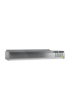 Vitrine à ingrédients réfrigérée avec capot - 8 x GN1/4 | Tefcold - GVC33-180 S/S