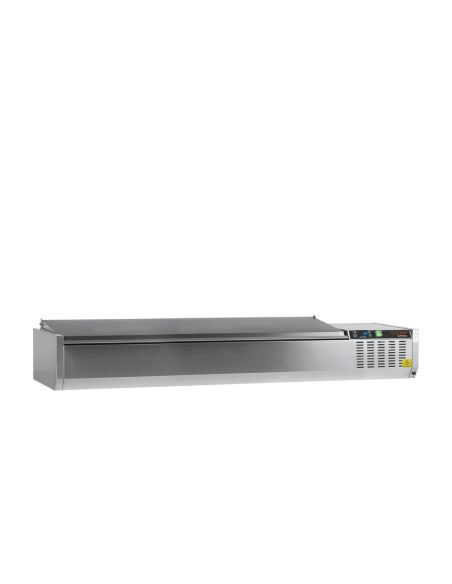 Vitrine à ingrédients réfrigérée avec capot - 8 x GN1/4 | Tefcold - GVC33-180 S/S