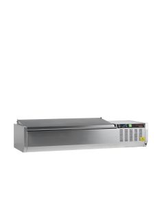Vitrine à ingrédients réfrigérée avec capot - 4 x GN1/3 | Tefcold - GVC38-120 S/S