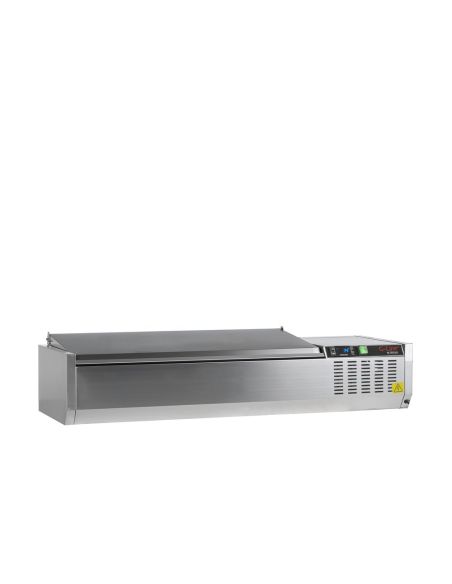 Vitrine à ingrédients réfrigérée avec capot - 4 x GN1/3 | Tefcold - GVC38-120 S/S