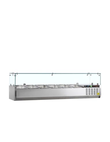 Vitrine à ingrédients réfrigérée avec pare-haleine - 6 x GN1/3 | Tefcold - GVC38-150