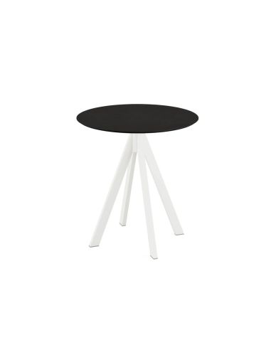 Infinity table de bistrot avec piètement blanc + plateau HPL noir Ø 70 cm