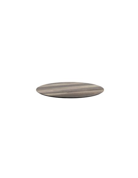 Infinity table de bistrot avec piètement blanc + plateau HPL Tropical Wood Ø70 cm