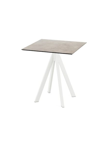 Infinity table de bistrot avec piètement blanc + plateau HPL Moonstone 70x70 cm