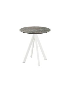 Infinity table de bistrot avec piètement blanc + plateau HPL Galaxy Marble Ø70 cm