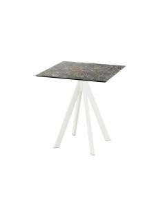 Infinity table de bistrot avec piètement blanc + plateau HPL Galaxy Marble 70x70 cm