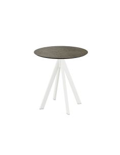 Infinity table de bistrot avec piètement blanc + plateau HPL Midnight Marble Ø70 cm