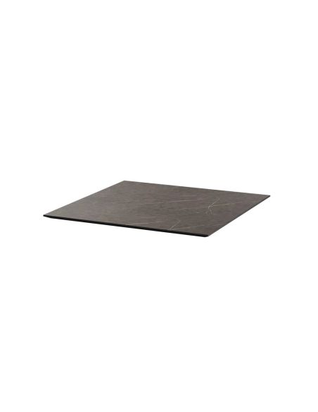 Infinity table de bistrot avec piètement blanc + plateau HPL Midnight Marble 70x70 cm