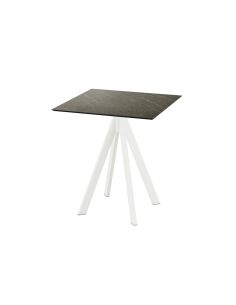 Infinity table de bistrot avec piètement blanc + plateau HPL Midnight Marble 70x70 cm