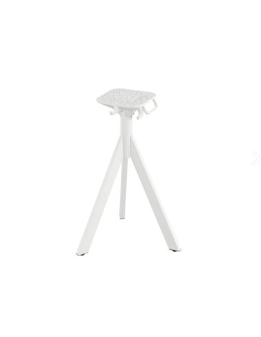 Infinity table de bistrot avec piètement blanc + plateau HPL Riverwashed Wood 70x70 cm