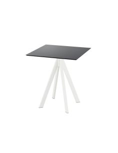 Infinity table de bistrot avec piètement blanc + plateau HPL noir 70x70 cm