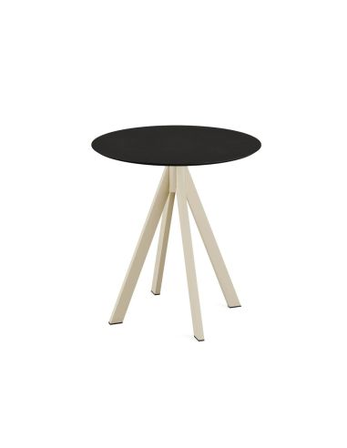 Infinity table de bistrot avec piètement sable + plateau HPL noir Ø 70 cm