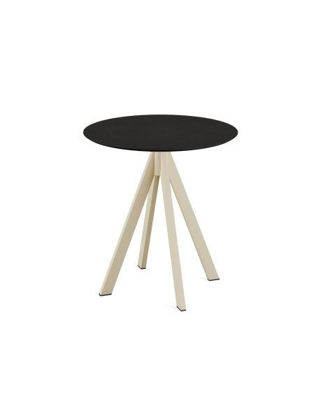 Infinity table de bistrot avec piètement sable + plateau HPL noir Ø 70 cm