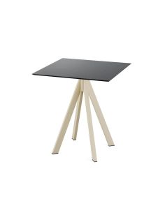 Infinity table de bistrot avec piètement sable + plateau HPL noir 70x70 cm