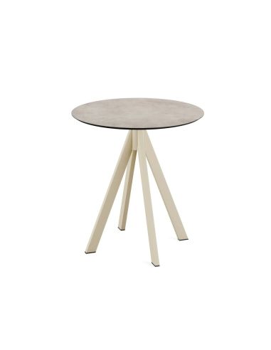 Infinity table de bistrot avec piètement sable + plateau HPL Moonstone Ø70 cm