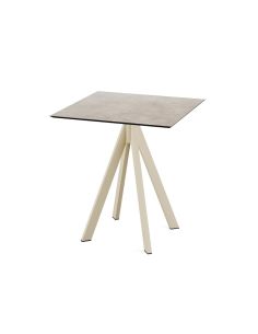 Infinity table de bistrot avec piètement sable + plateau HPL Moonstone 70x70 cm