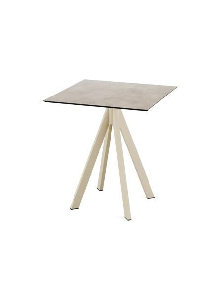 Infinity table de bistrot avec piètement sable + plateau HPL Moonstone 70x70 cm