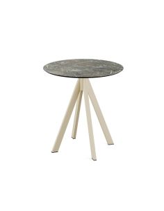 Infinity table de bistrot avec piètement sable + plateau HPL Galaxy Marble Ø70 cm