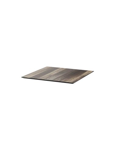 Infinity table de bistrot avec piètement sable + plateau HPL Tropical Wood 70x70 cm