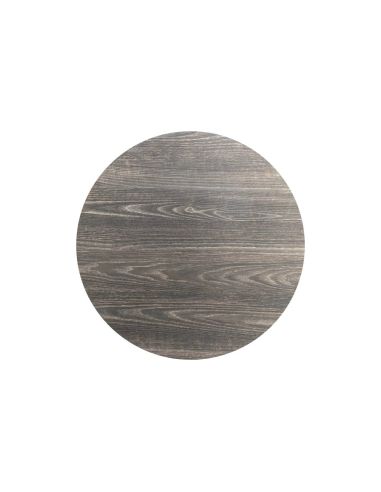 Infinity table de bistrot avec piètement sable + plateau HPL Riverwashed Wood Ø70 cm