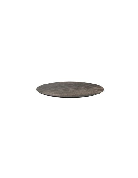 Infinity table de bistrot avec piètement sable + plateau HPL Riverwashed Wood Ø70 cm